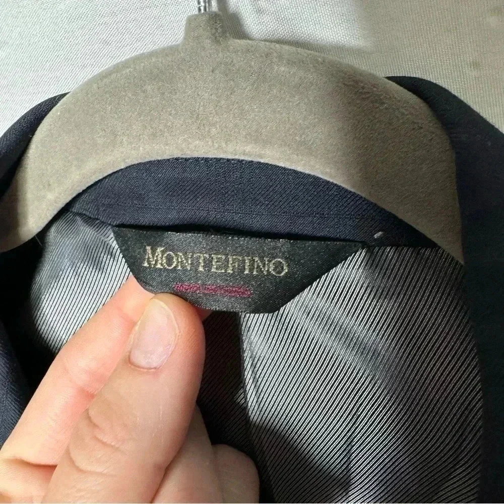 Montefino Uomo Super 120’s Cloth Men’s Navy Charles  100% Merino Wool Blazer 48R